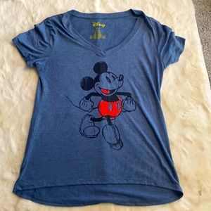 Disney | Mickey Mouse women blue V neck short sleeve tee shirt | size large